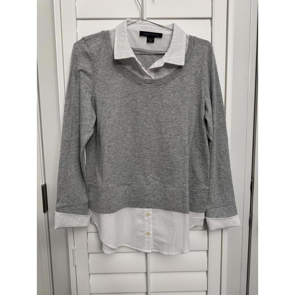 Tommy Hilfiger two-in-one sweater and collared button-up size Small